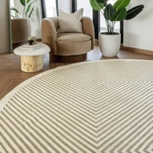 3D Lines Patterned Round Rug