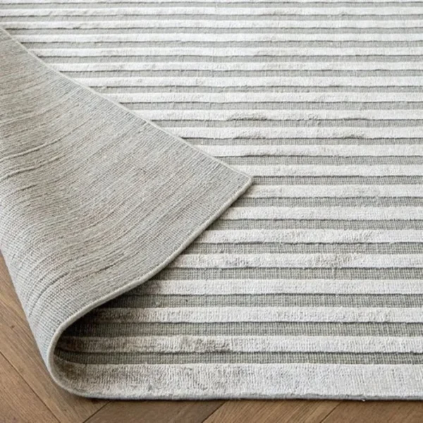 3D Lines Patterned Silver Runner Rug image 1