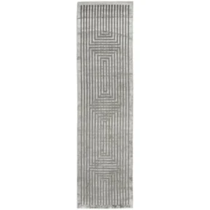 3D Lines Patterned Silver Runner Rug - Image 3