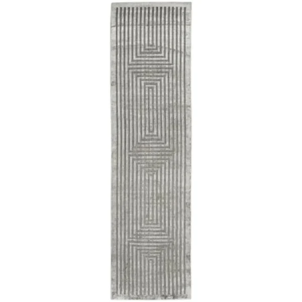 3D Lines Patterned Silver Runner Rug - Image 3