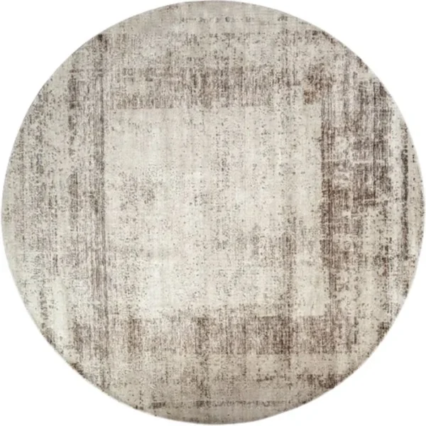 Abstract Beige Rustic Round Rug image 2