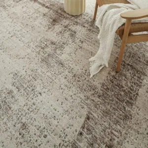 Abstract Beige Rustic Round Rug image 3