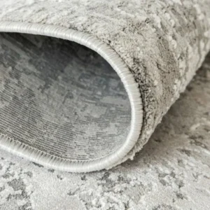 Abstract Grey Distressed Round Rug - Image 2