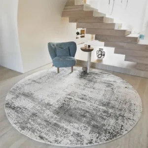 Abstract Greyish Rustic Round Rugs