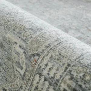 Rug with distressed traditional blue grey look