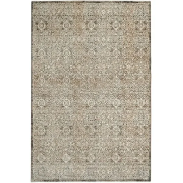 Rug with faded traditional repeating elements