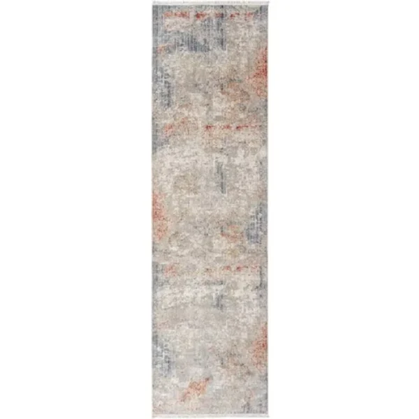 Beige Blue Abstract Runner Rugs image 2