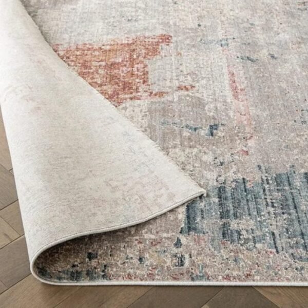 Beige Blue Abstract Runner Rugs image 3