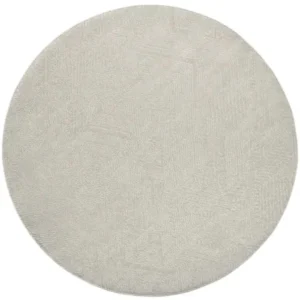 Beige Fuzzy Patterned Round Rugs image 3