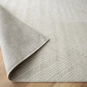 Beige Fuzzy Patterned Runner Rug image 1