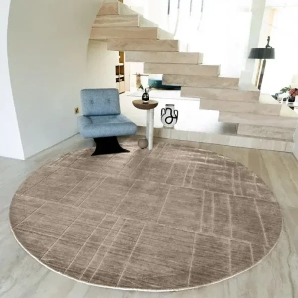 Beige Geometric Round Rugs