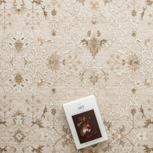 Full rug layout on wooden floor