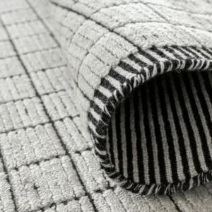 Black And White Grid Round Rug image 1
