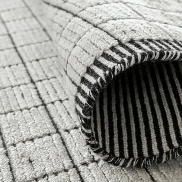 Black And White Grid Round Rug image 1