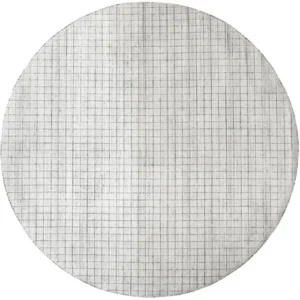 Black And White Grid Round Rug - Image 3