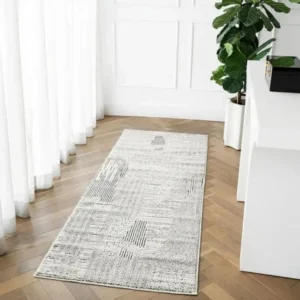 Black And White Patchwork Runner Rugs