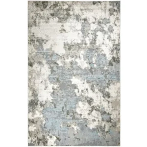 Blue grey abstract area rug