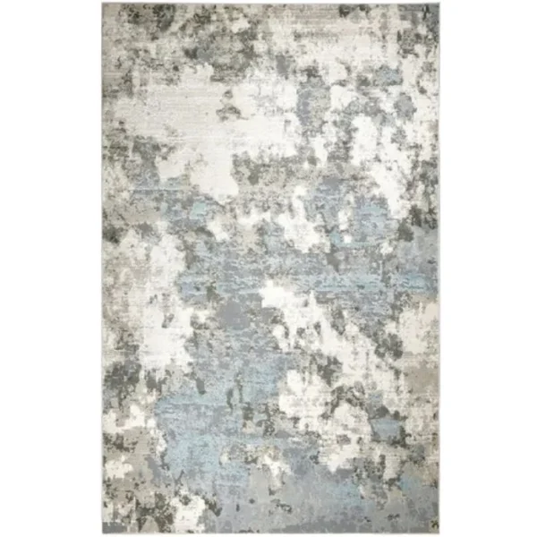 Blue grey abstract area rug