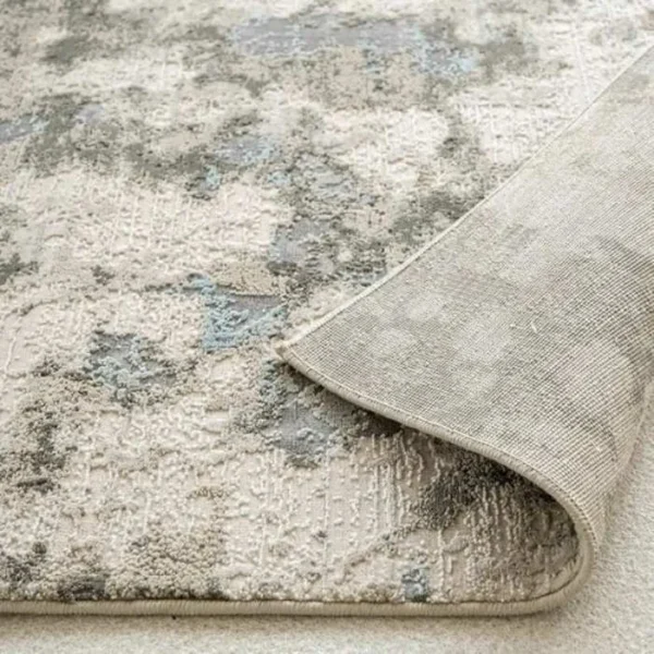 Blue grey abstract textured rug