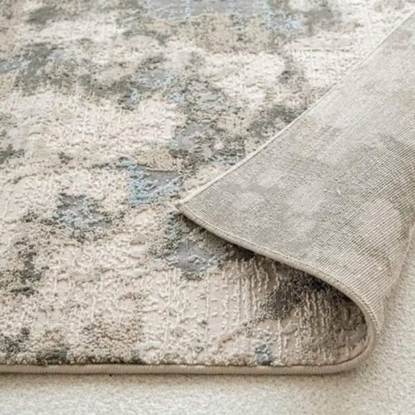 Blue Grey Abstract Textured Runner Rugs image 3