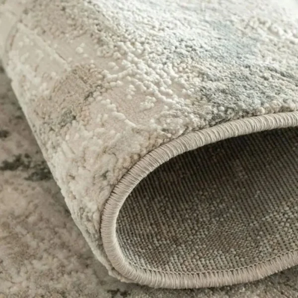 Blue Grey Abstract Textured Runner Rugs image 4