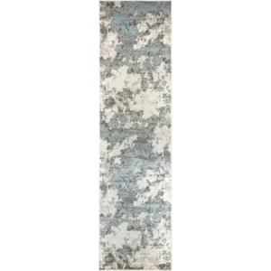 Blue and Dark Grey Abstract Textured Runner Rugs image 2