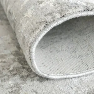 Blurred Grey Abstract Patterned Round Rug image 1