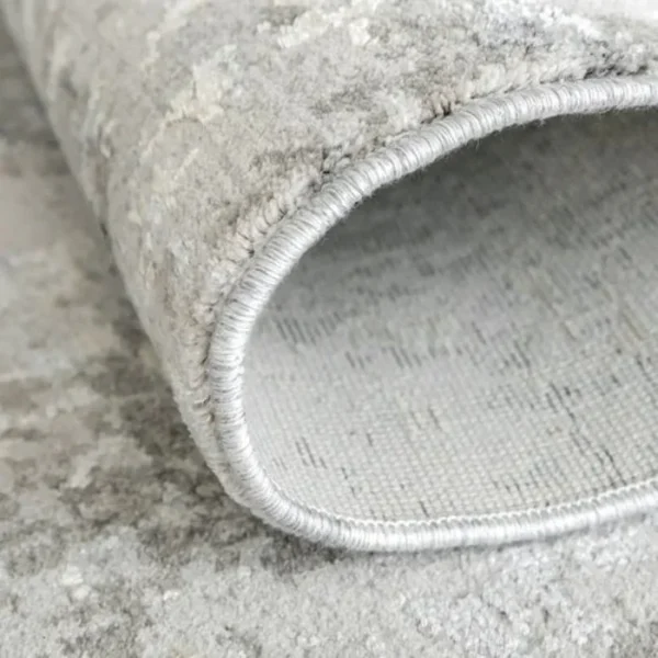 Blurred Grey Abstract Patterned Round Rug image 1