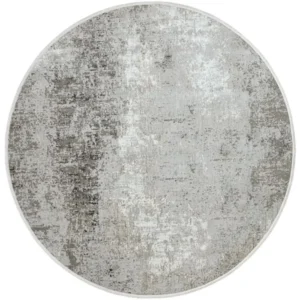 Blurred Grey Abstract Patterned Round Rug - Image 3