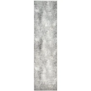 Blurred Grey Abstract Patterned Runner Rug - Image 3