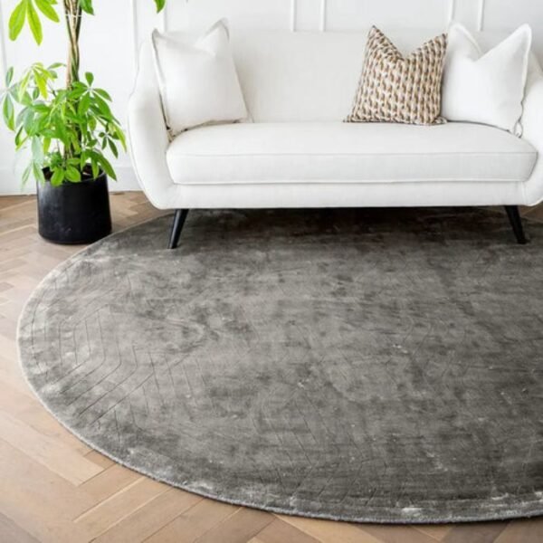 Carved Pattern Plaited Lines Round Rug