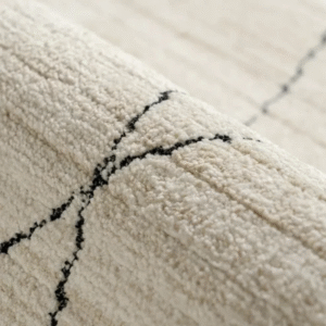 Narrow line charcoal ivory area rug