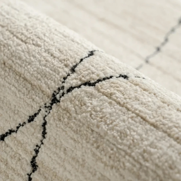 Narrow line charcoal ivory area rug