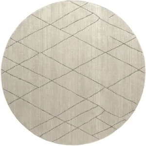 Charcoal Narrow Lines Geometric Ivory Round Rug - Image 3