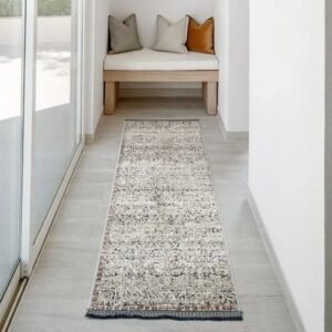 Worn-effect traditional rug for living room