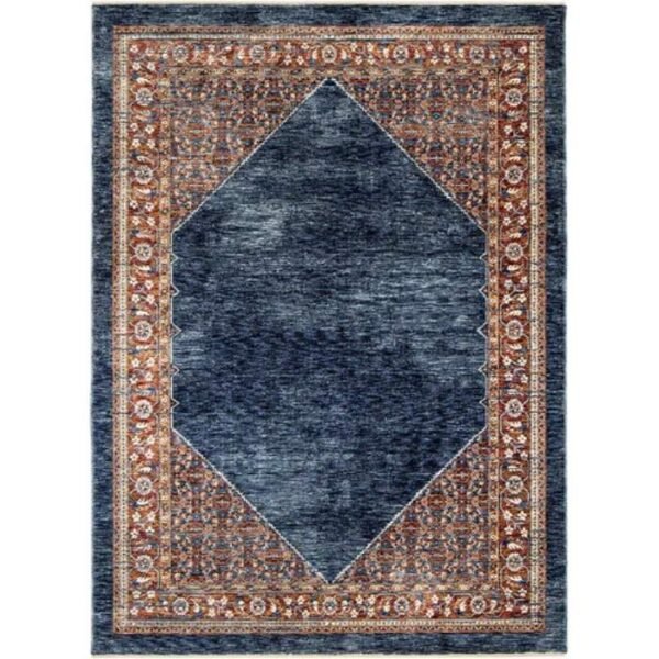 Classic patterned rug in navy and red