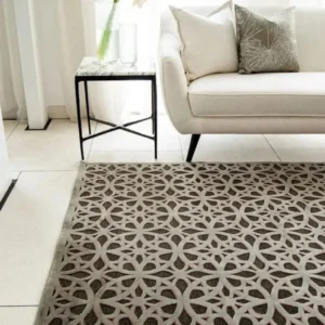 Traditional patterned rug in purple and grey