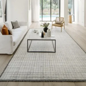 Close-up of grid lines on rug