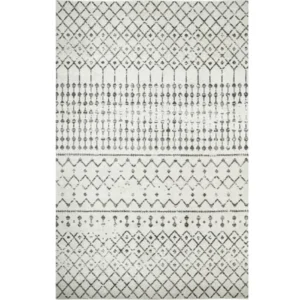 Close-up of folk pattern in white and grey