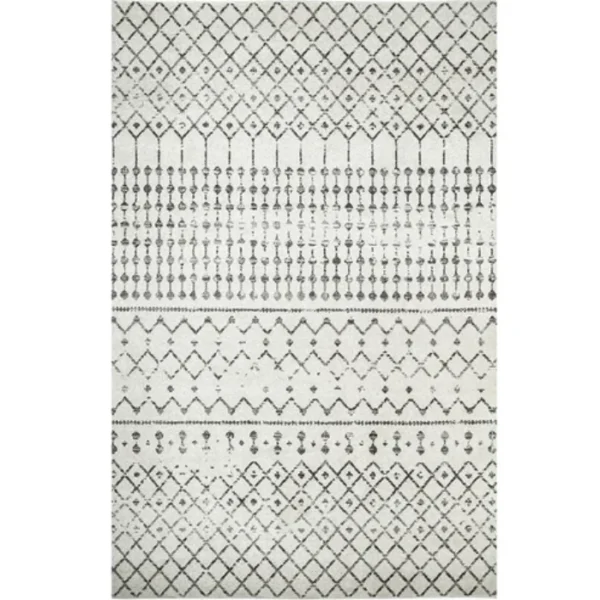 Close-up of folk pattern in white and grey