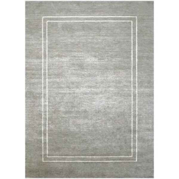 Modern rug in grey with white trim