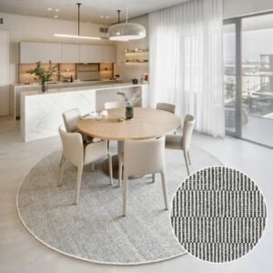 Narrow line grid patterned floor rug