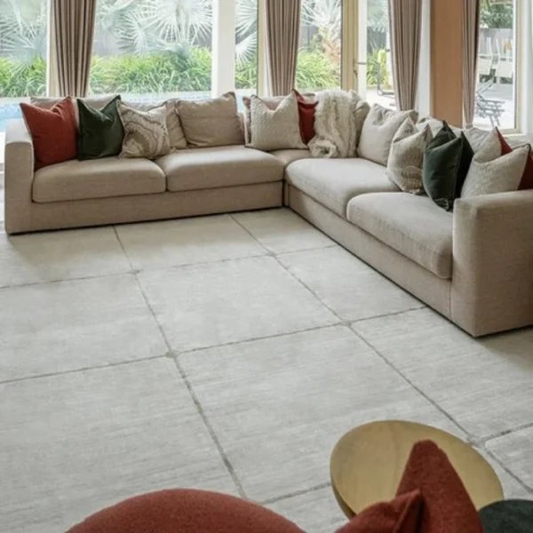 Rug with large scale grid pattern