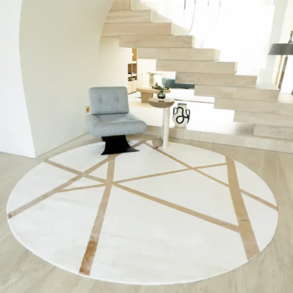 Edge view of gold line rug