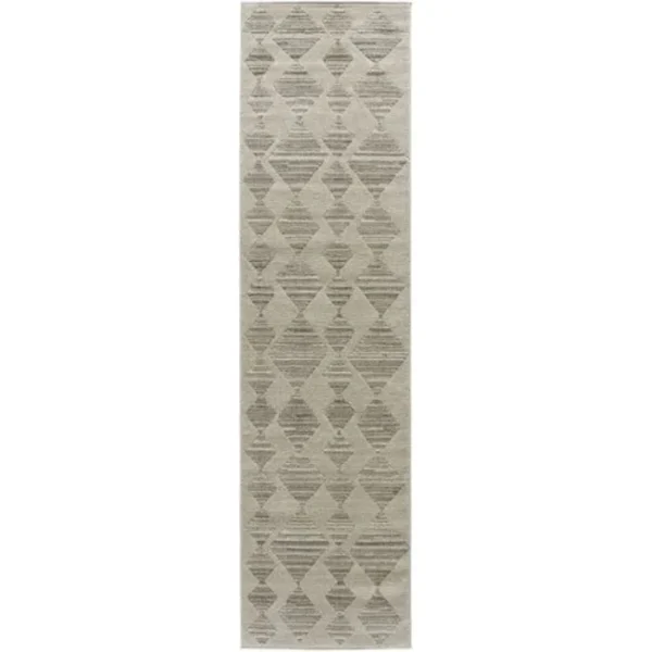 Cream Zigzag Diamond Striped Runner Rugs image 3