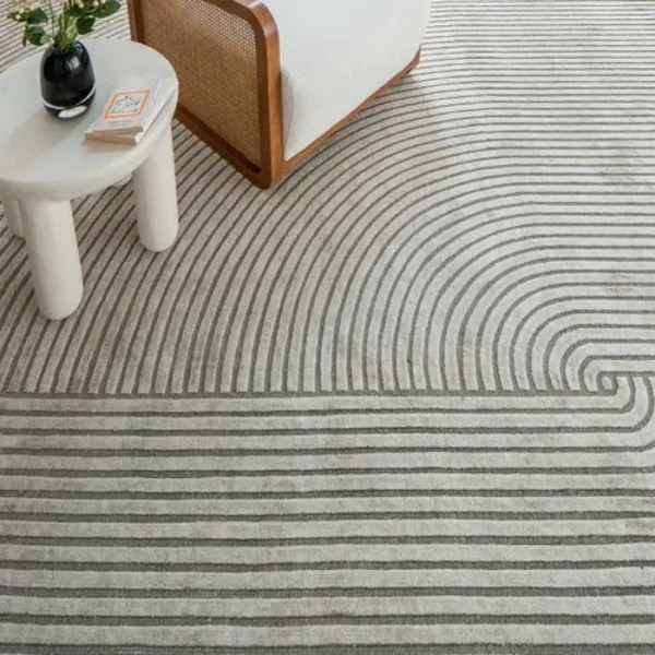 Curves and Straight Lines Patterned Rug 03