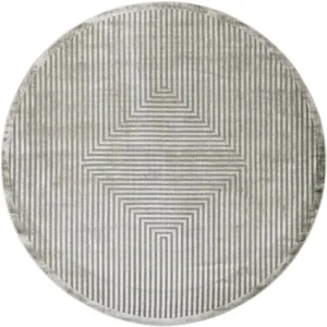 Curves and Straight Lines Patterned Round Rug 2