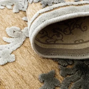 Decorative ivory and beige floor rug