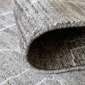 Grey Pattern Blue Wool Rug for Interiors