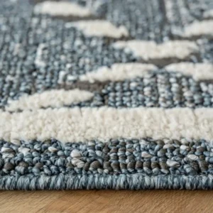 Denim Blue Diamond Line Runner Rugs image 4
